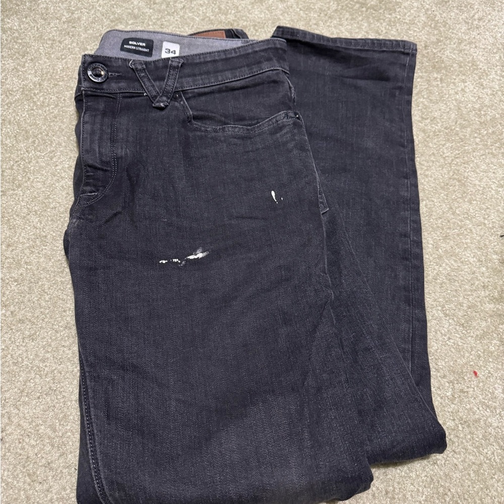 VOLCOM SIze 34 black with white paint spots